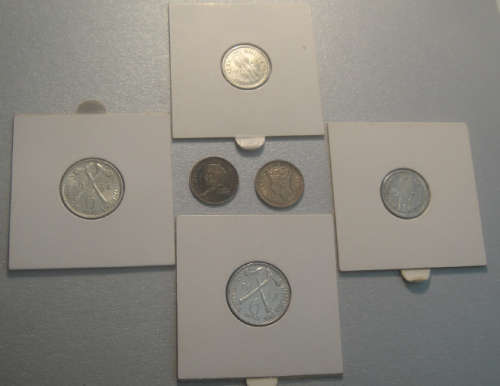 Six Sterling Silver Southern Rhodesian Coins