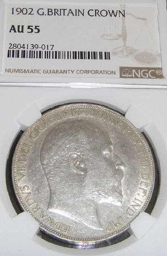 1902 King Edward VII Crown (5/-) : NGC graded AU55  (almost MINT STATE)