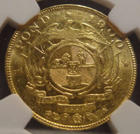 1900 Paul Kruger ZAR GOLD Pond : NGC graded MS62 (MINT STATE)