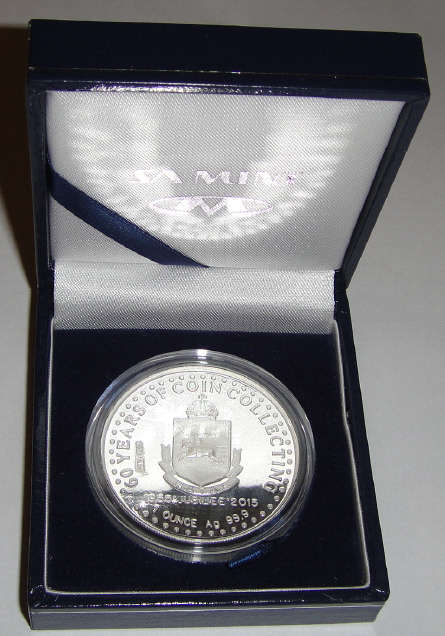 .999 Silver Medal (One Ounce): Natal Numismatic Society Diamond Jubilee (1955-2015)