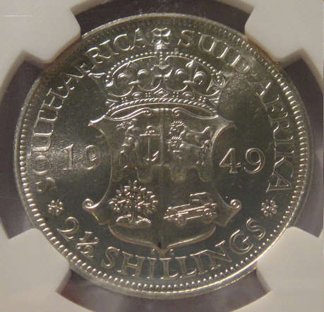 1949 Half Crown (2/6-) : Union of South Africa: NGC graded PF66 (PROOF)