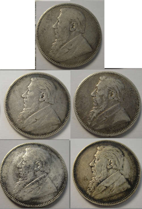 1894 Paul Kruger ZAR Shilling : Five Available: Bid per coin to take all five