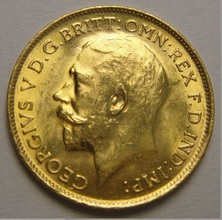 1915 GOLD Half-Sovereign of King George V (Melbourne Australia)