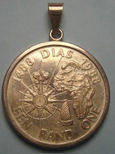 1988 Silver Rand (Bartholomew Dias Commemorative 1488-1988) set in Silver Pendant