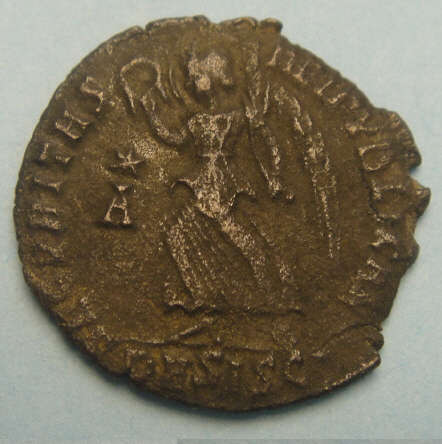 Roman Bronze Coin of Emperor Valentinian (364--375 A.D.)
