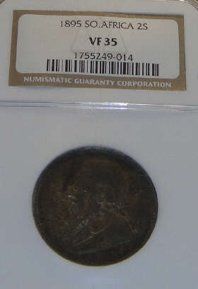 1895 Paul Kruger ZAR Two-Shillings (2/-) : NGC graded VF35