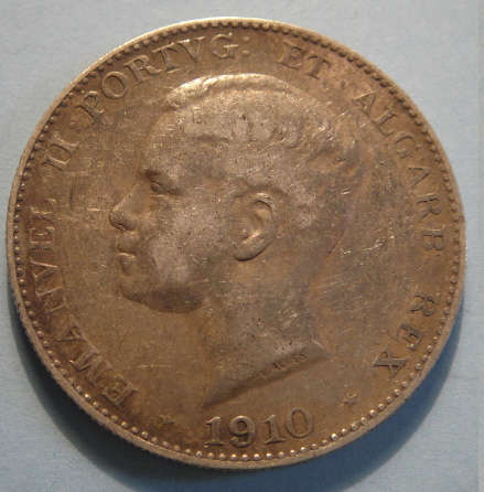 Portugal : Large Silver 500 Reis of King Emanuel II of 1910 (Marques de Pombal)