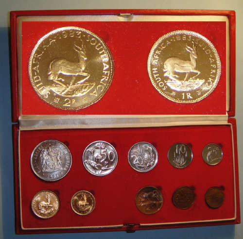 Republic of South Africa : LONG Proof Set with GOLD R1 & R2 of 1983