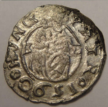 Hungary : Medieval Silver Denar of Emperor Rudolph I (Madonna and Child) dated  1590