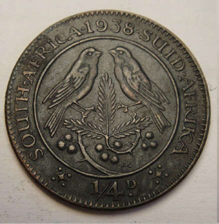 Union of South Africa: High Grade Farthing (Quarter Penny) of 1938