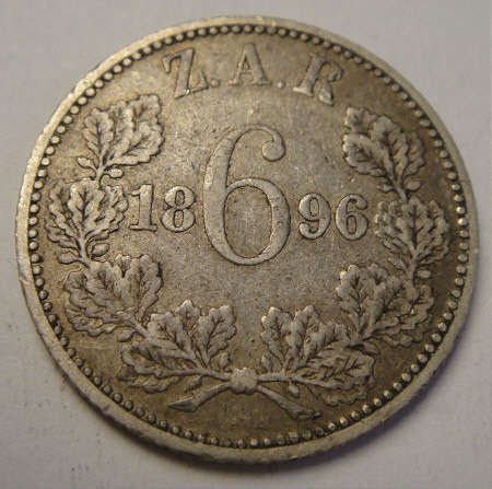 Paul Kruger ZAR : Silver Sixpence of 1896