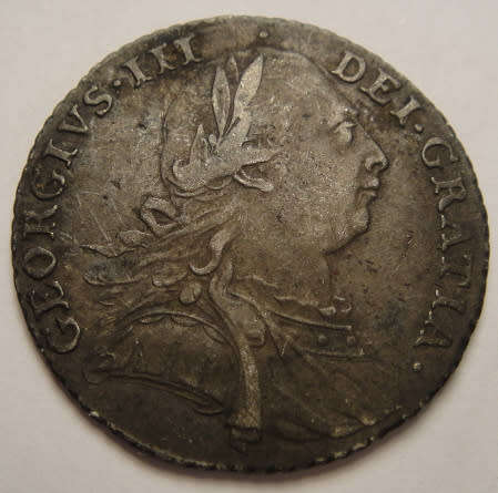 Great Britain : King George III : darkly toned Silver Shilling of 1787