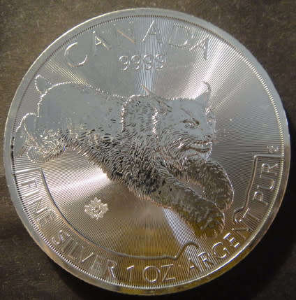 Canada : 1 OZ SILVER 5-Dollars Coin of 2017 : The Predator Series (The Lynx)