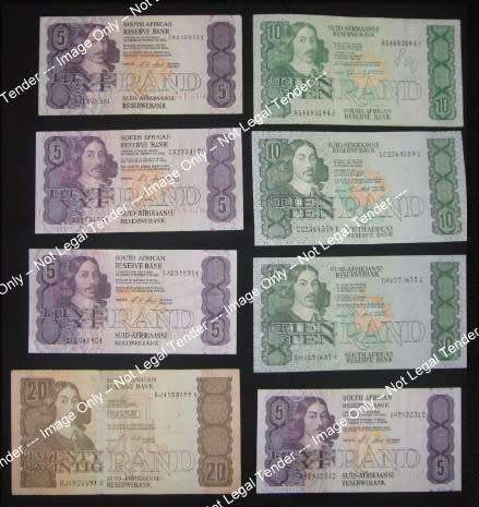 Collection of Chris Stals Bank Notes of 1990 (The last Jan van Riebeeck notes)
