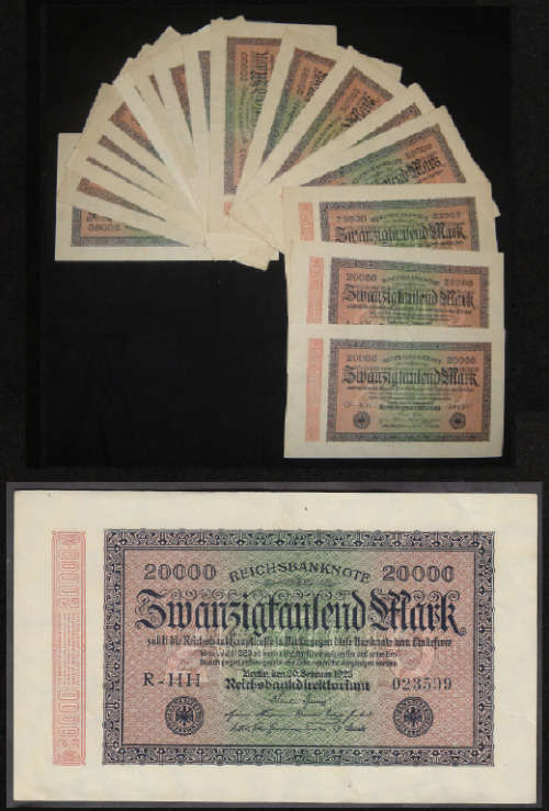 Germany : 20 x 20 000-Mark Banknotes dated 20 February 1923