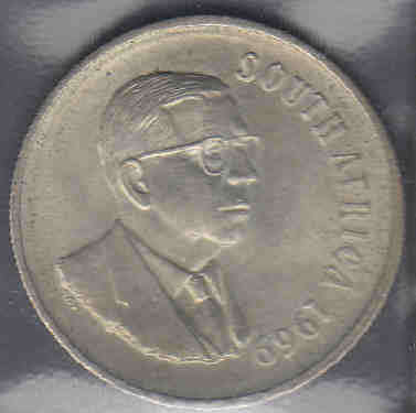 Republic of South Africa: Silver R1 of Dr. T.E. Donges of 1969 (30 available)