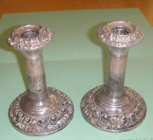 Two Edwardian Sterling Silver Candle Holders (Hallmarked for Birmingham 1905)