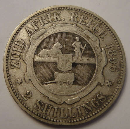 Paul Kruger ZAR: Sterling Silver Two-Shillings of 1896
