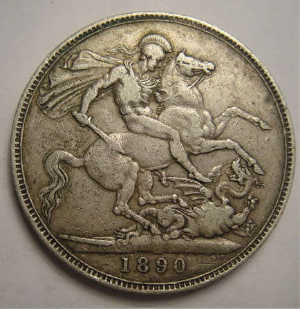 Great Britain : Silver Crown (5-Shillings) of Queen Victoria of 1890
