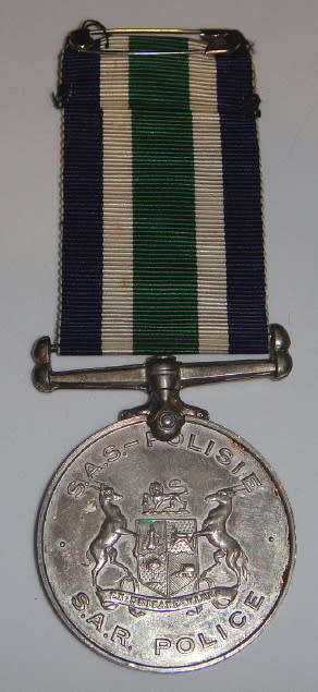 SAR Police Medal for Faithful Service to Sersant JM Kitshoff 22.2.1961