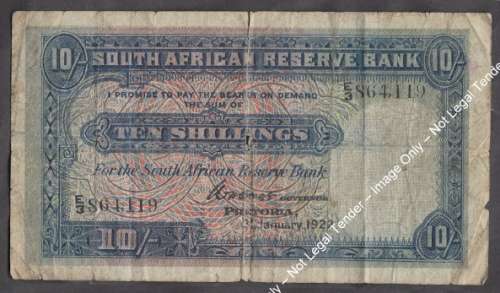 Union of South Africa : Rare Clegg 10-Shillings Note of January 1922