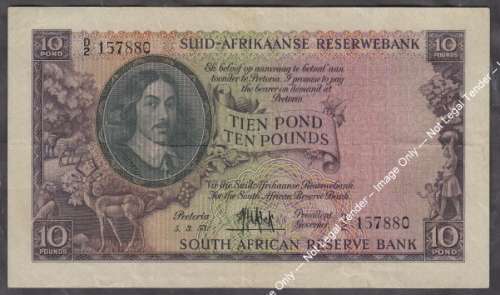Union of South Africa : Tien Pond  // Ten Pounds of 5 March 1953
