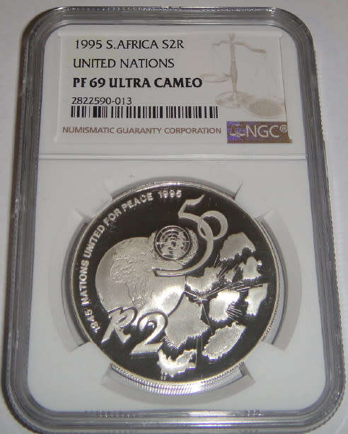 Silver R2 Crown of 1995 (United Nations) NGC graded PF69 Ultra Cameo