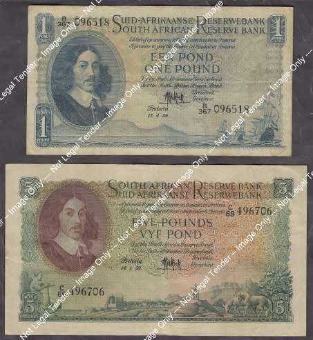 Union of South Africa : One Pound & Five Pound Set of 1959