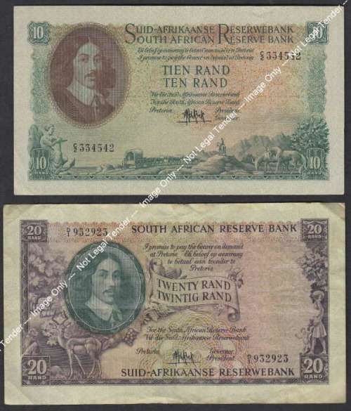 Republic of South Africa : First Decimal Bank Note R10 & R20 Issues of 1961