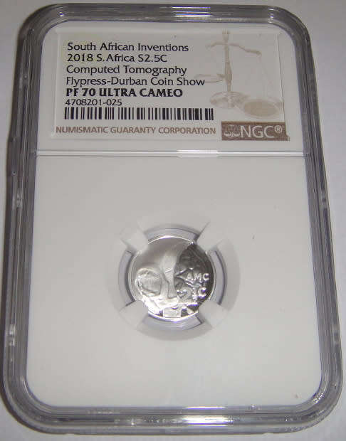 Silver Proof 2.5c Tickey of 2018 (Computed Tomography) Flypress Durban Coin Show: NGC PF70 Ultra Cam