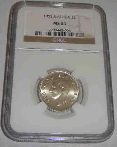 Union of South Africa : Shilling (1/-) of 1952 : NGC graded MS64