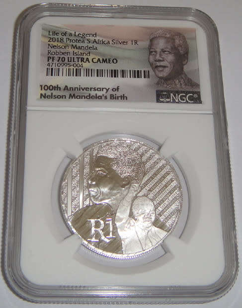 Nelson Mandela: Silver R1 of 2018: 100th Year Anniversary: NGC graded PF70 Ultra Cameo