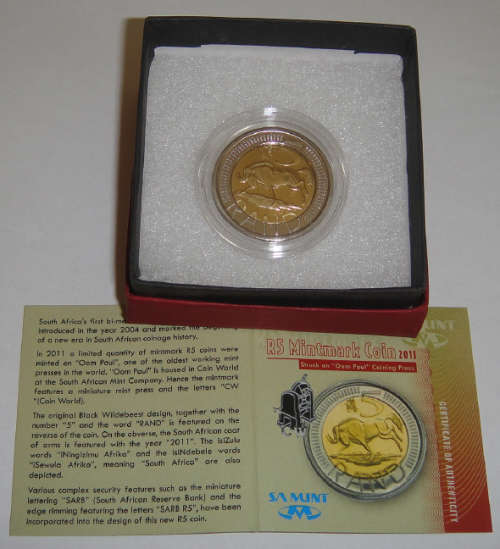 Republic of South Africa: Oom Paul Mint-marked R5 of 2011