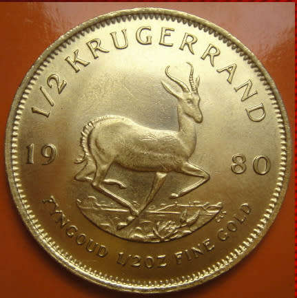 Republic of South Africa : Half OZ GOLD Krugerrand of 1980
