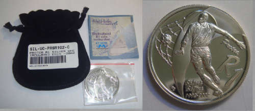 Republic of South Africa : Rare Uncirculated Protea R1 2002 Soccer (Only 527 Minted)