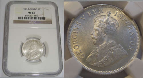 Union of South Africa : Shilling (1/-) of 1924 : NGC graded MS 62
