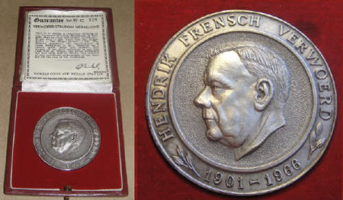 Verwoerd-Strijdom Silver Medal by Bickles of Johannesburg 1966