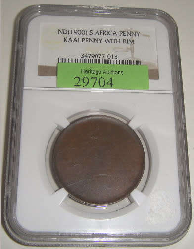 Paul Kruger ZAR :  KAALPENNY with Rim of 1900