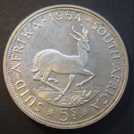 Union of South Africa : Crown (5-Shillings) of 1954 : Proof-like Condition