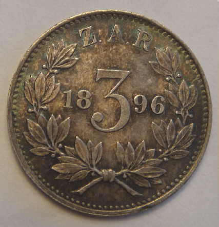 Paul Kruger ZAR : Three Pence of 1896 (High Grade)