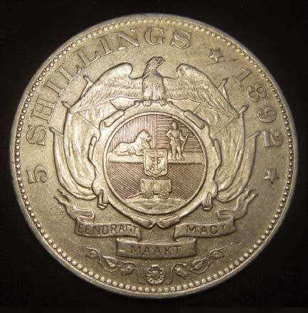 Paul Kruger Z.A.R. Crown (Single Shaft 5/-) of 1892
