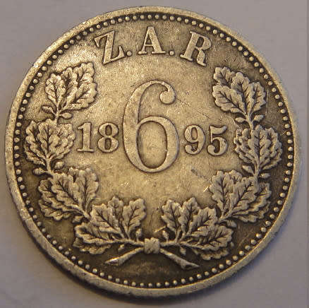 Paul Kruger ZAR Sixpence (6d) of 1895