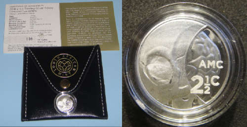 Republic of South Africa: Proof Silver Tickey of 2018 with Johannesburg Flypress Privy Mark