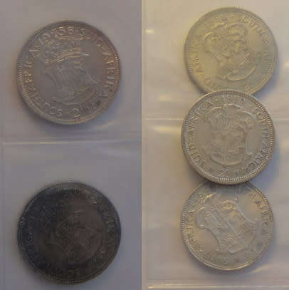 Union of South Africa: Two Shillings of 1953, 1958 and 1959 and Half Crowns of 1956 & 1958