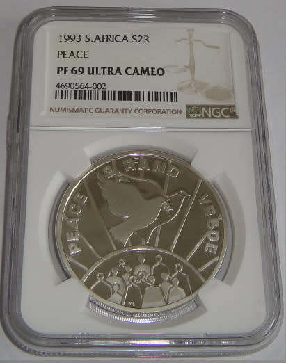 Proof Silver R2 Crown of 1993 (Peace) : NGC graded PF69 Ultra Cameo