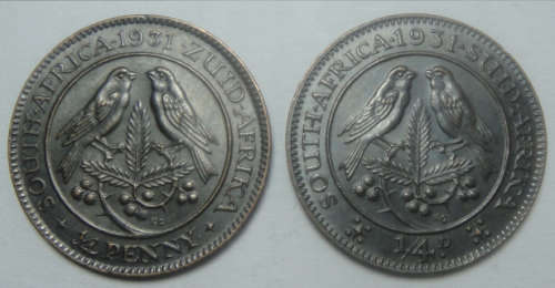 Union of South Africa : Quarter Pennies of 1931 (Z & S) Mint State