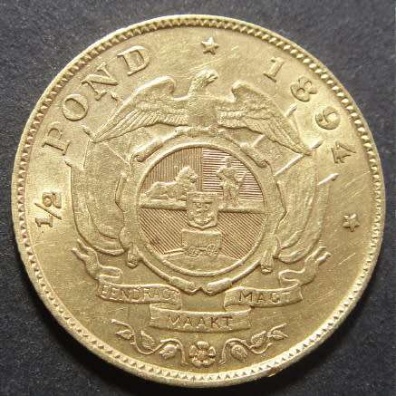 Paul Kruger ZAR : Gold Half Pond of 1894