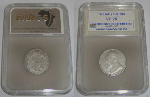 Paul Kruger (ZAR) : Shilling (1/-) of 1892 : Sangs graded VF 25