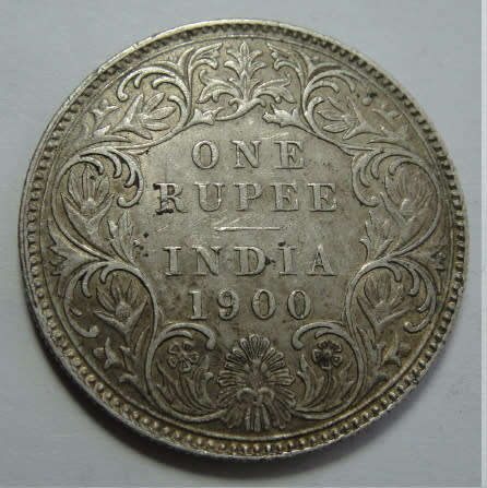 India : Queen Victoria : Silver One Rupee of 1900
