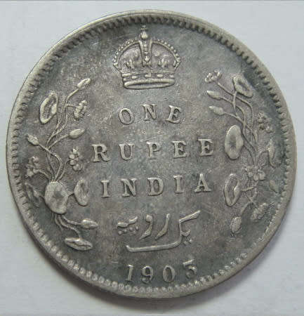 India : King Edward VII : Silver One Rupee of 1903